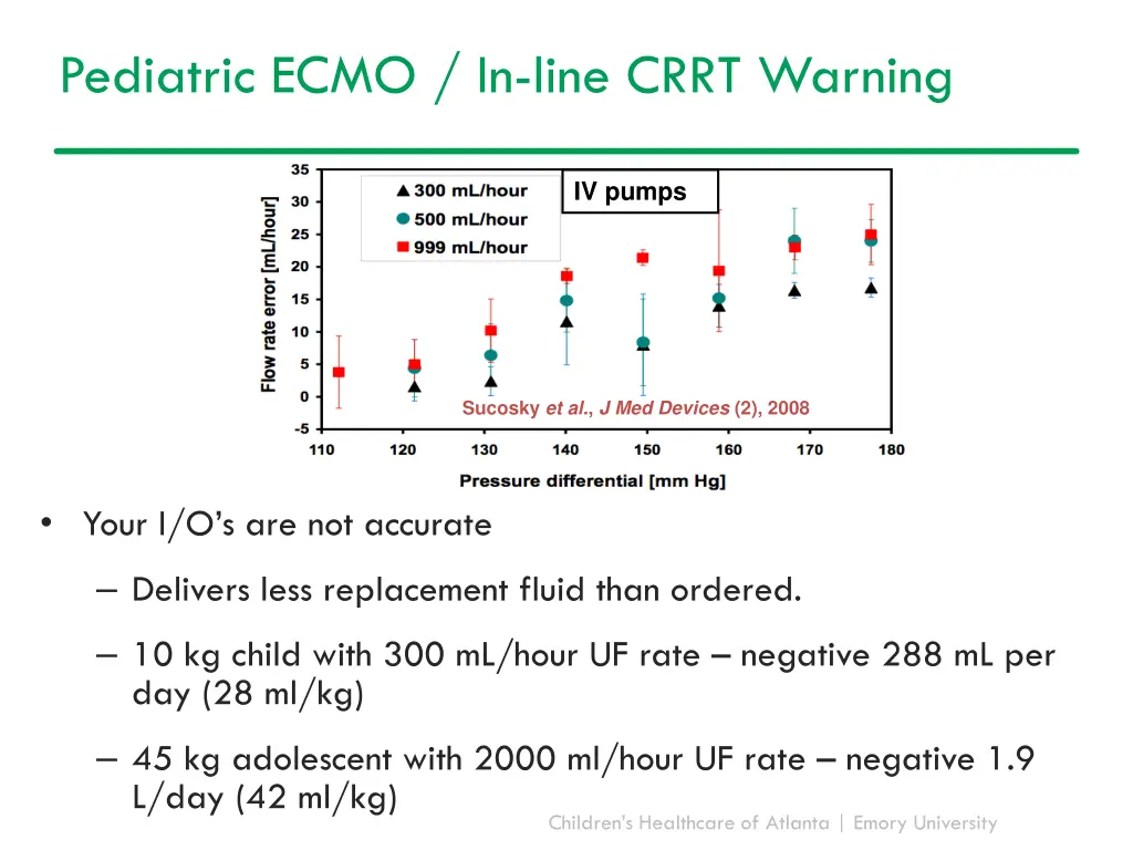 pediatric ecmo in line crrt warning