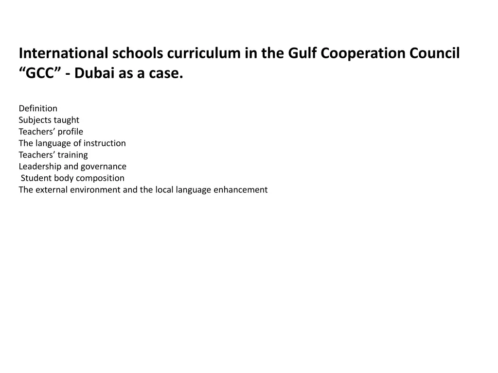 international schools curriculum in the gulf