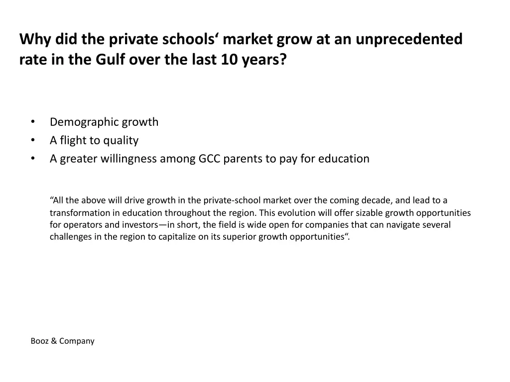why did the private schools market grow
