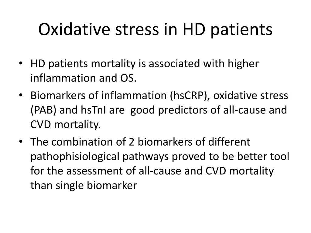 oxidative stress in hd patients