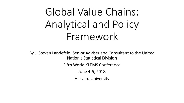 global value chains analytical and policy