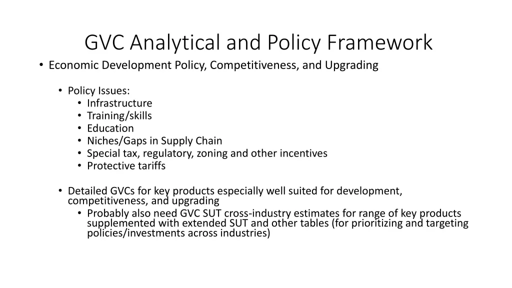 gvc analytical and policy framework economic