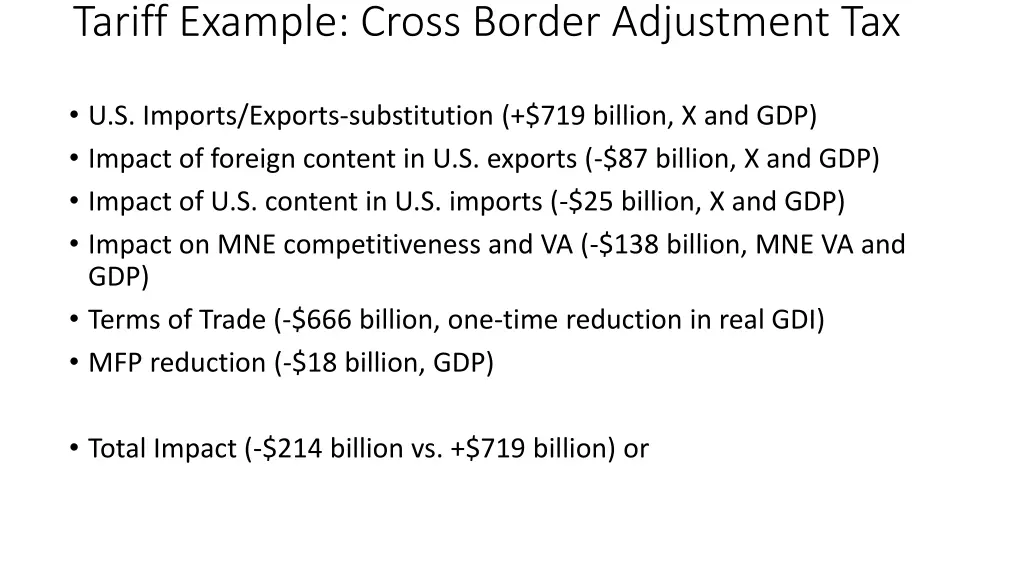 tariff example cross border adjustment tax