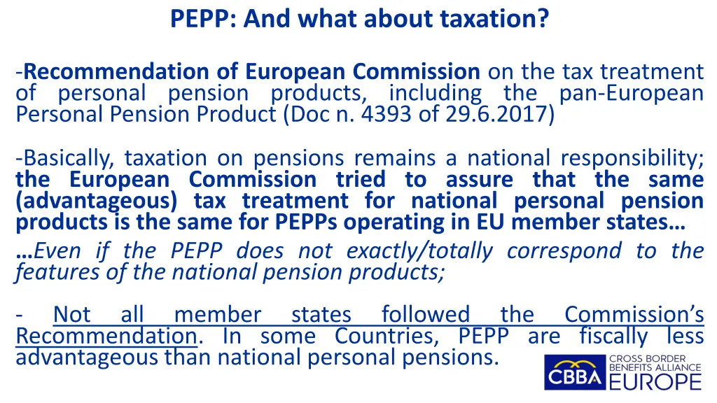 pepp and what about taxation