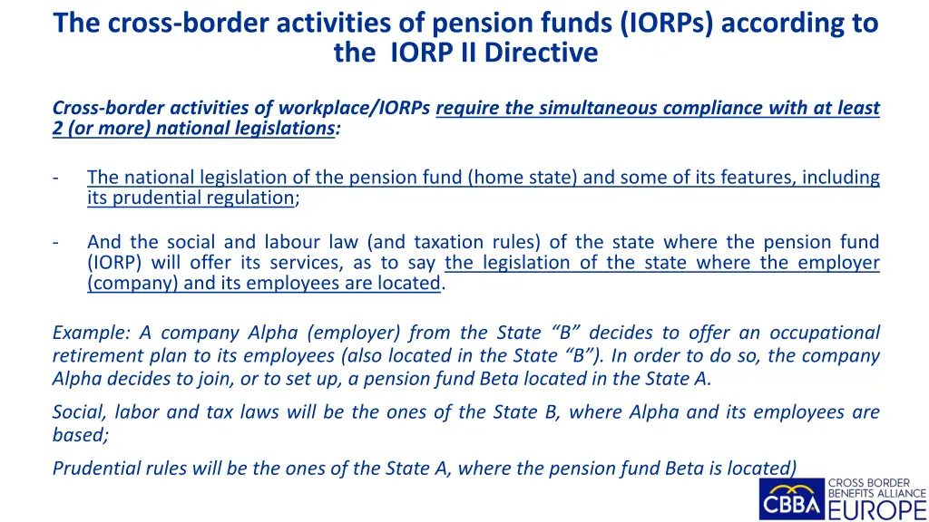 the cross border activities of pension funds 1