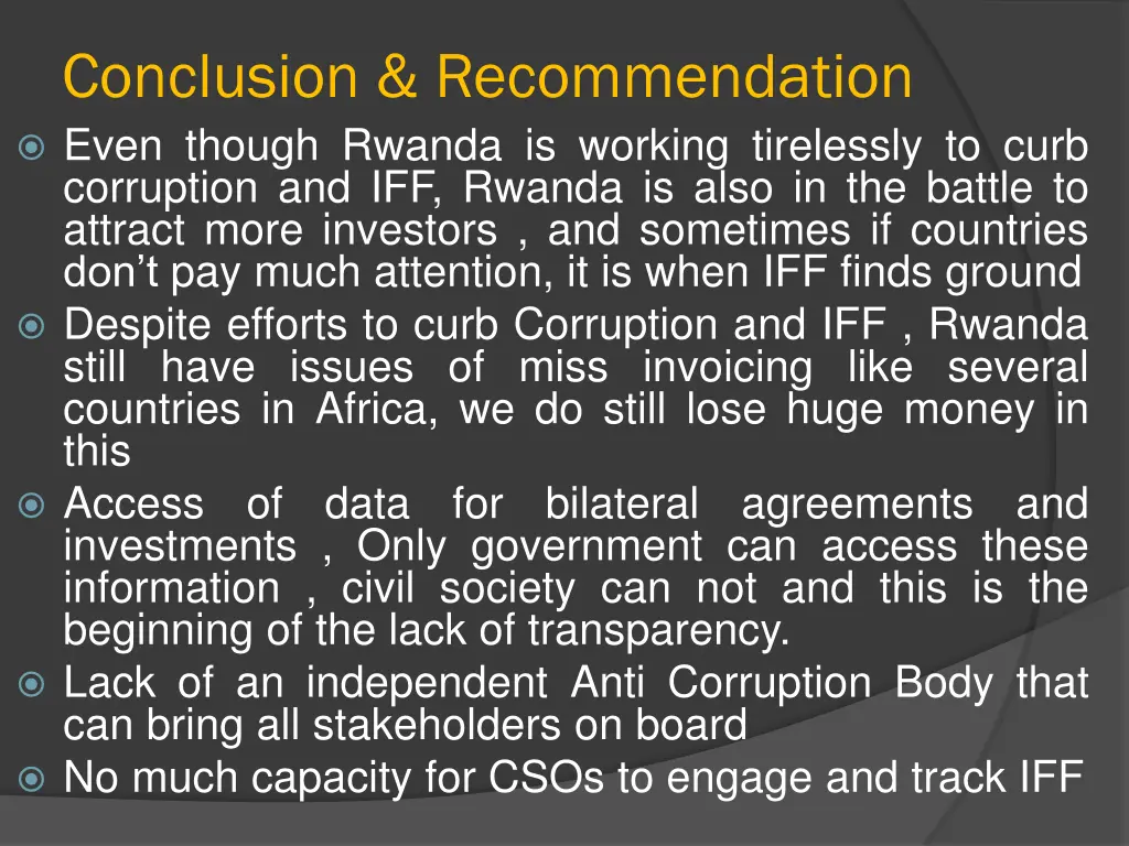 conclusion recommendation even though rwanda