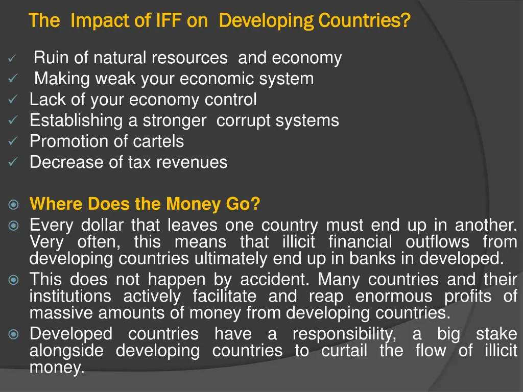 the impact of iff on developing countries