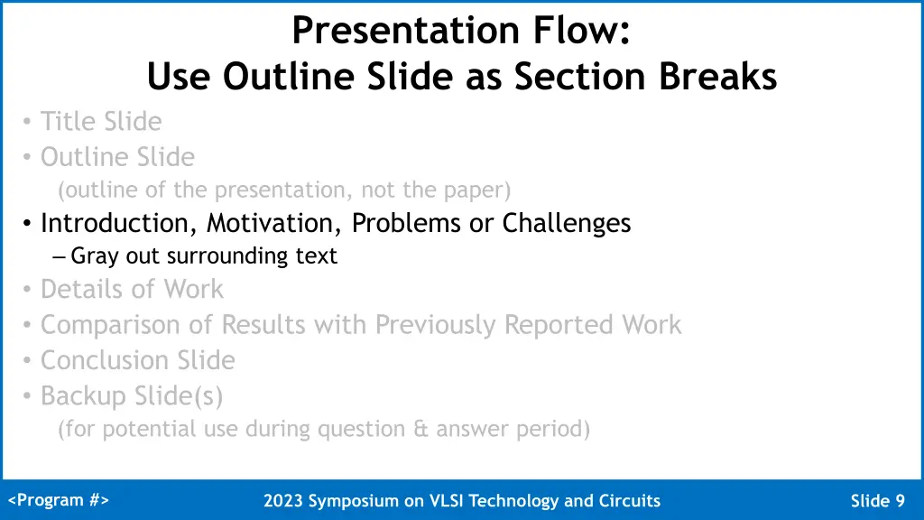 presentation flow use outline slide as section