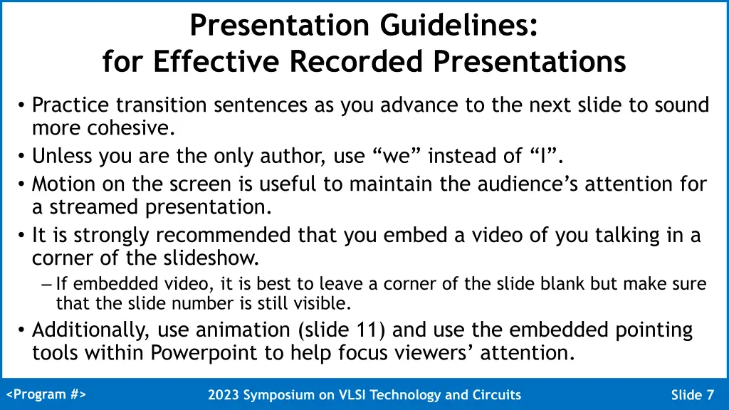 presentation guidelines for effective recorded