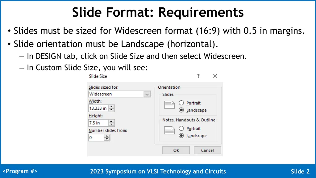 slide format requirements