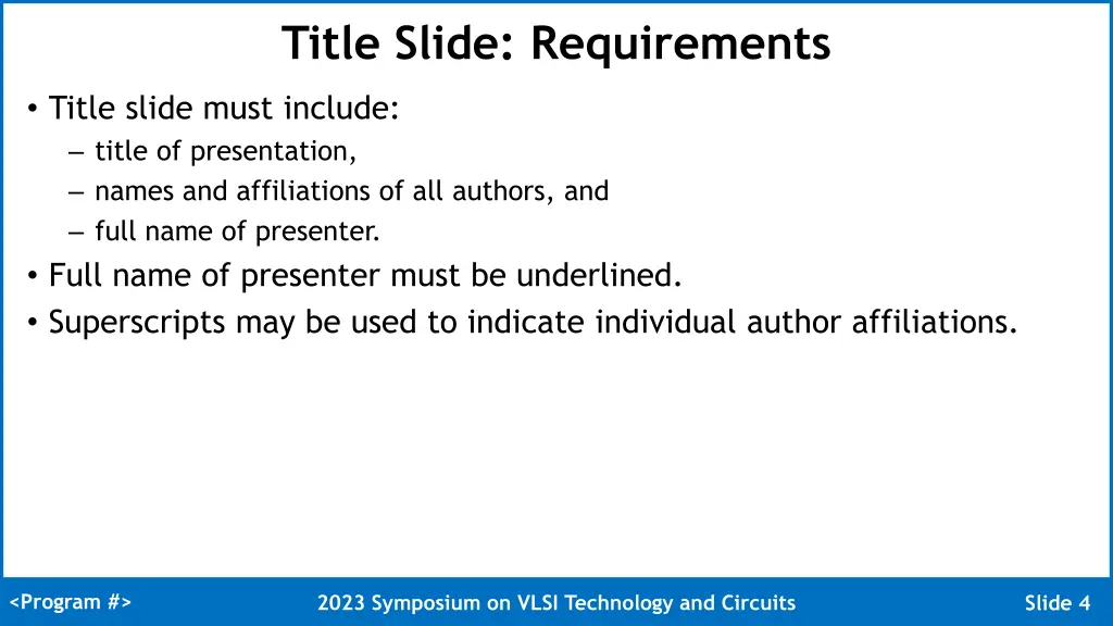 title slide requirements