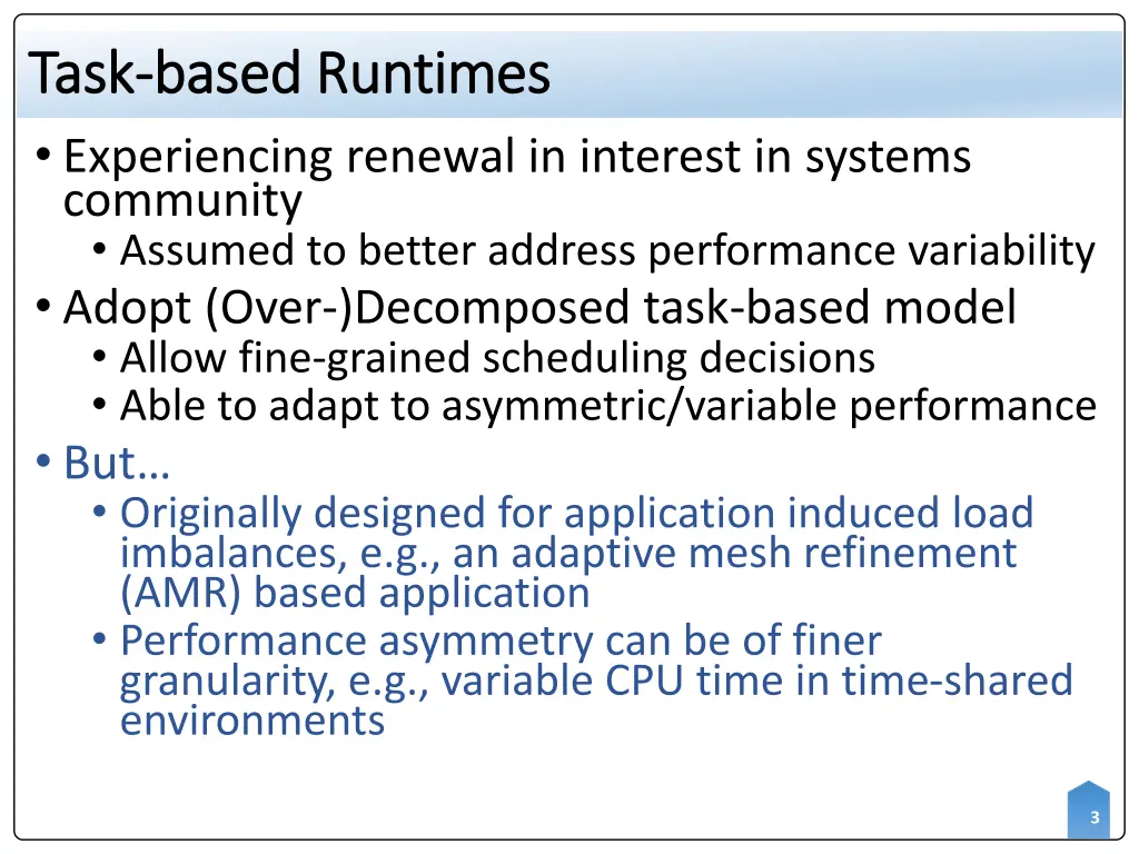 task task based runtimes based runtimes