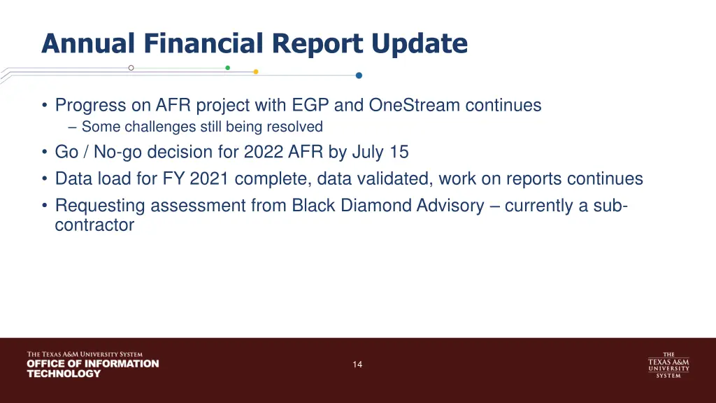 annual financial report update