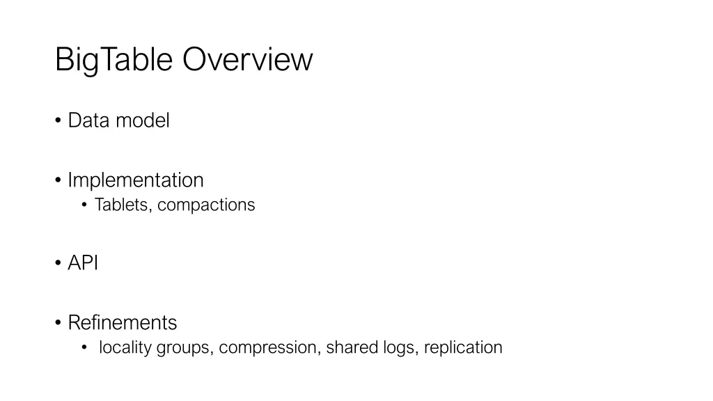 bigtable overview