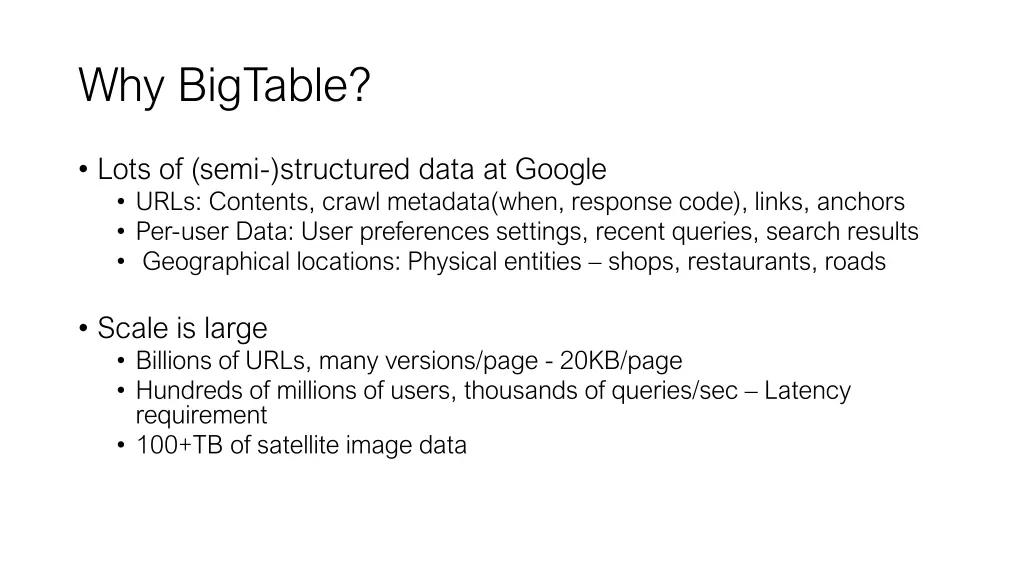 why bigtable