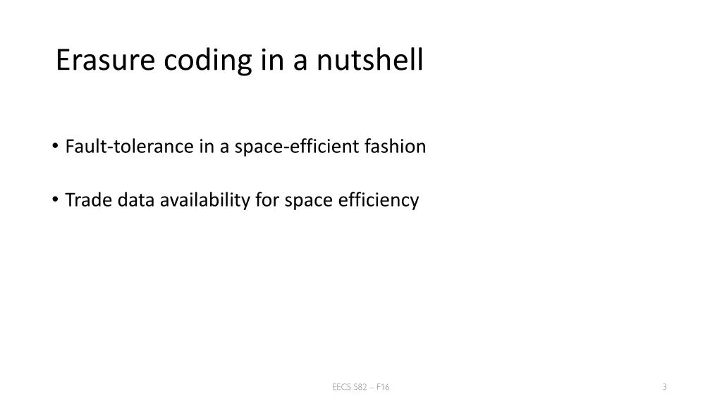 erasure coding in a nutshell