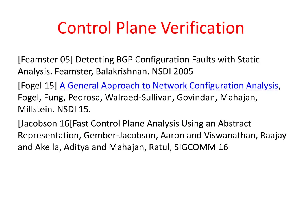 control plane verification