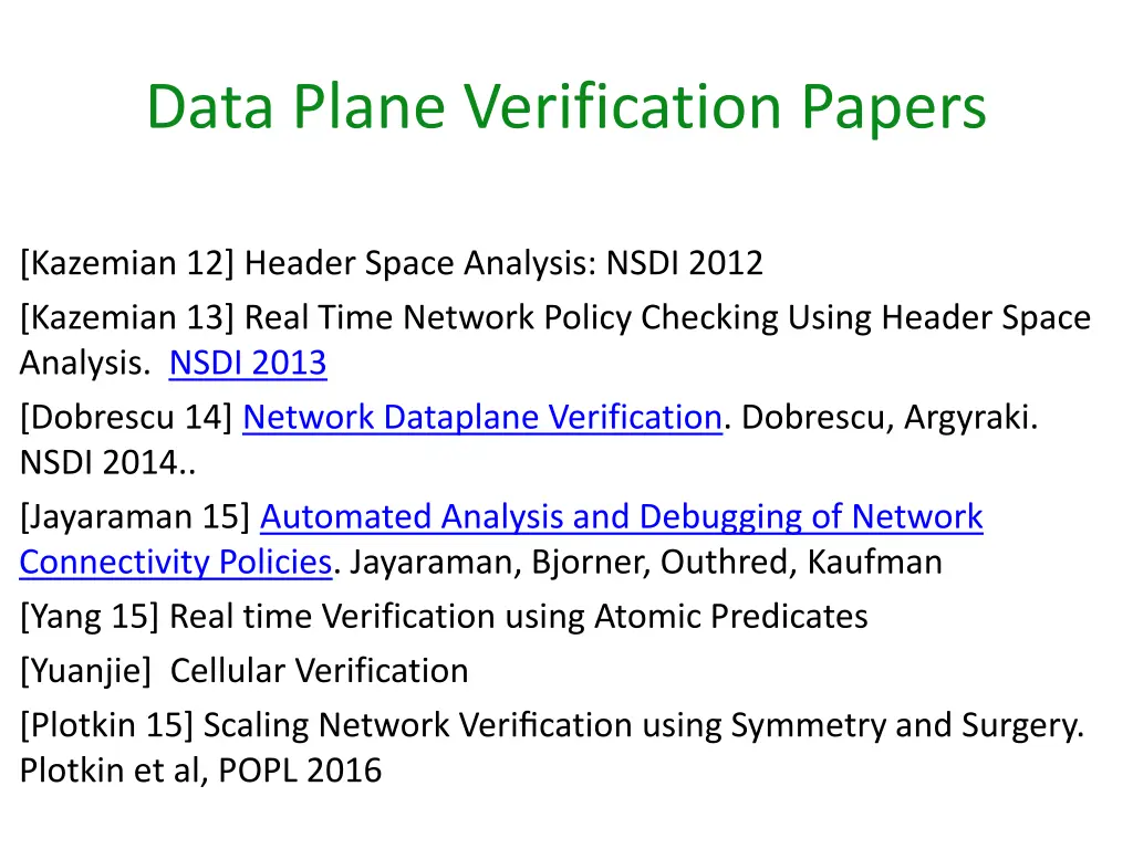 data plane verification papers
