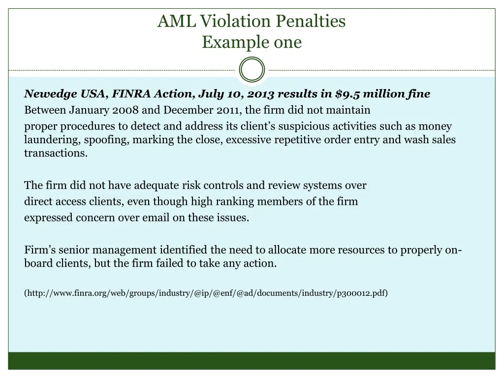 aml violation penalties example one