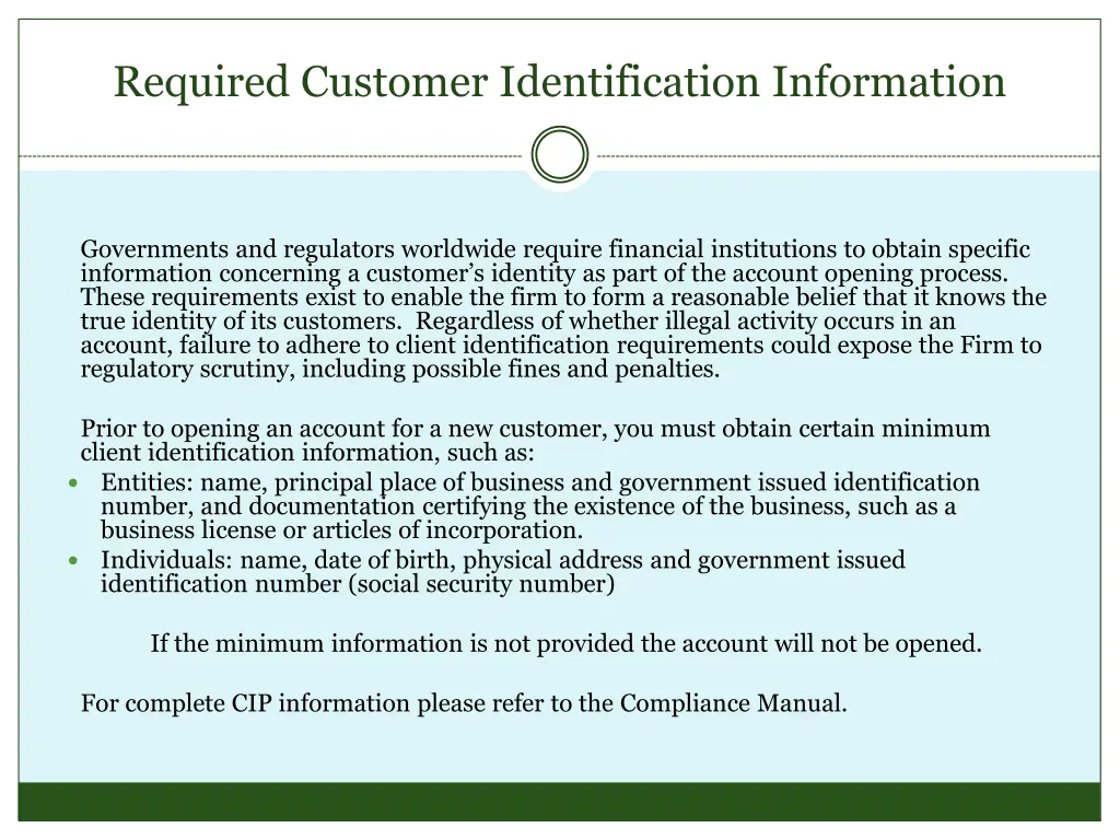required customer identification information