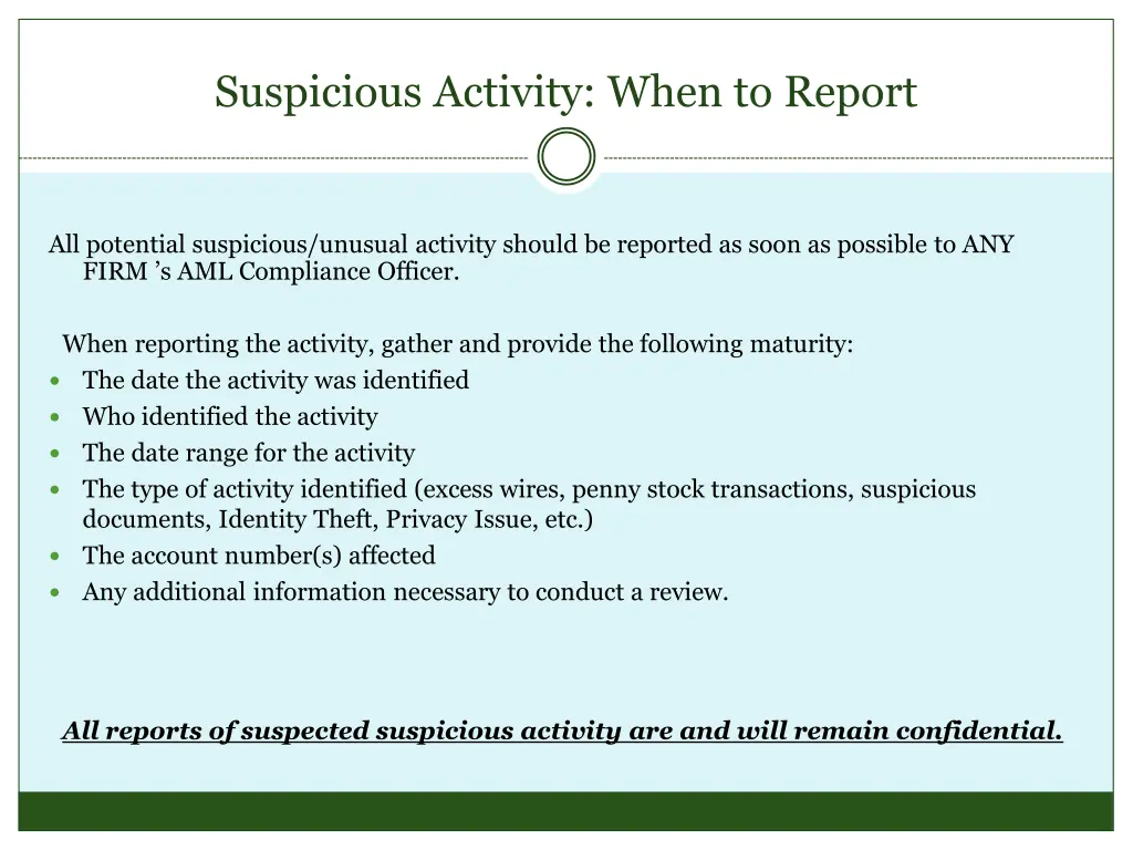 suspicious activity when to report