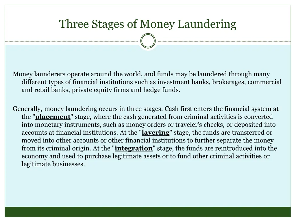 three stages of money laundering
