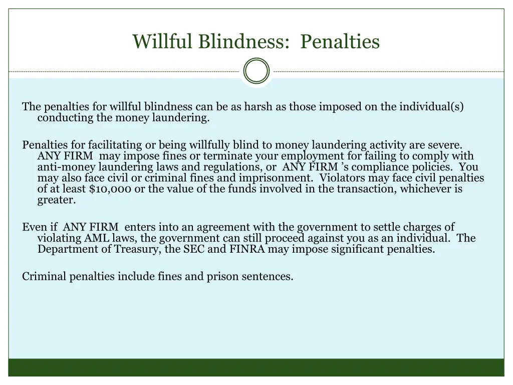willful blindness penalties