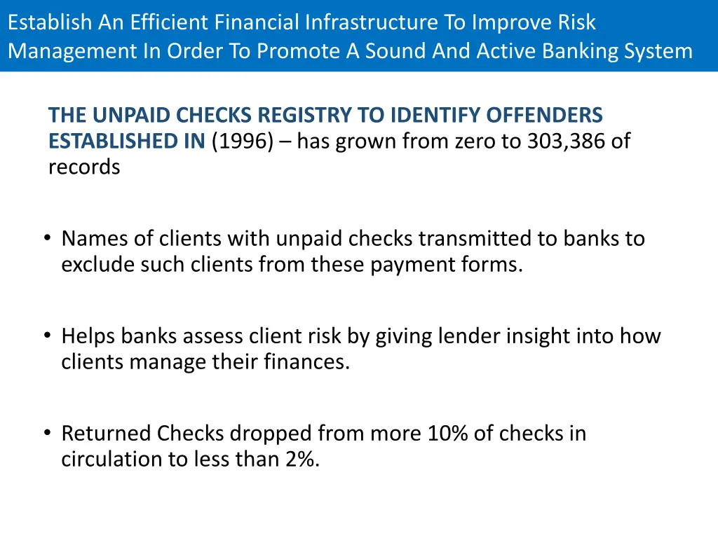 establish an efficient financial infrastructure 2