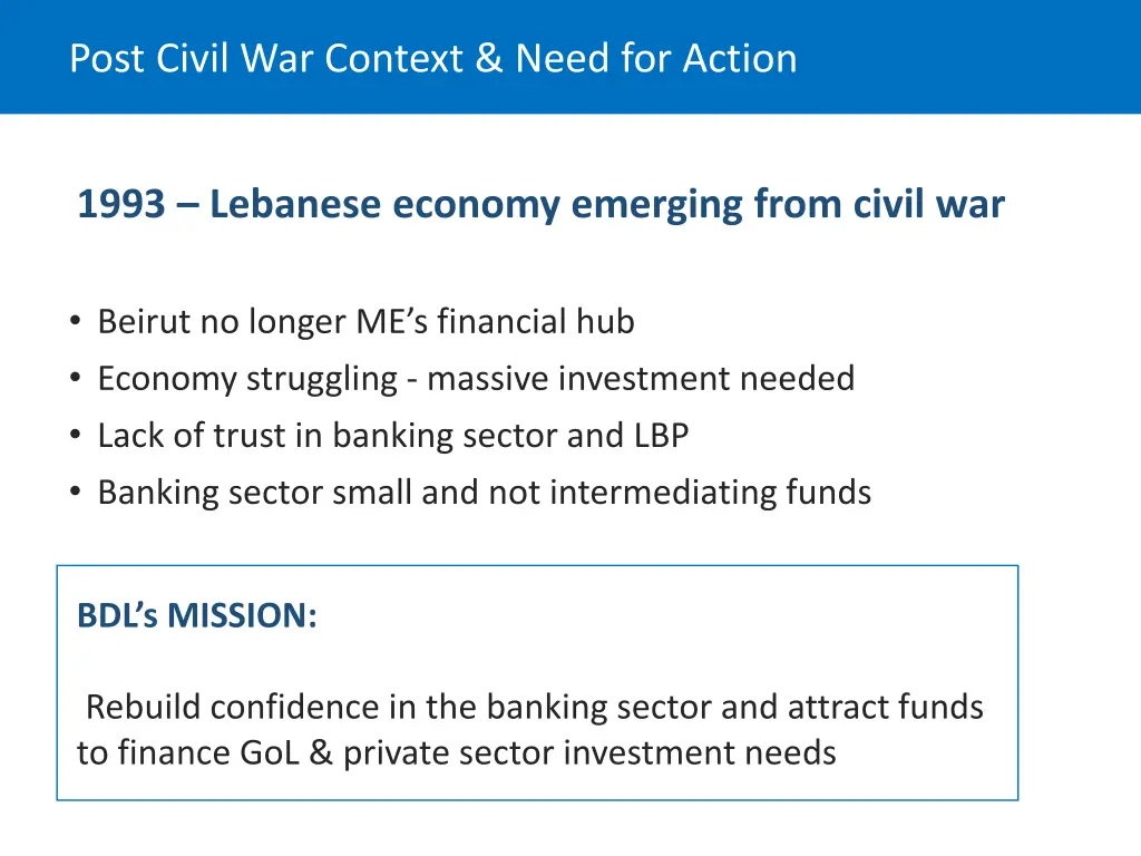 post civil war context need for action