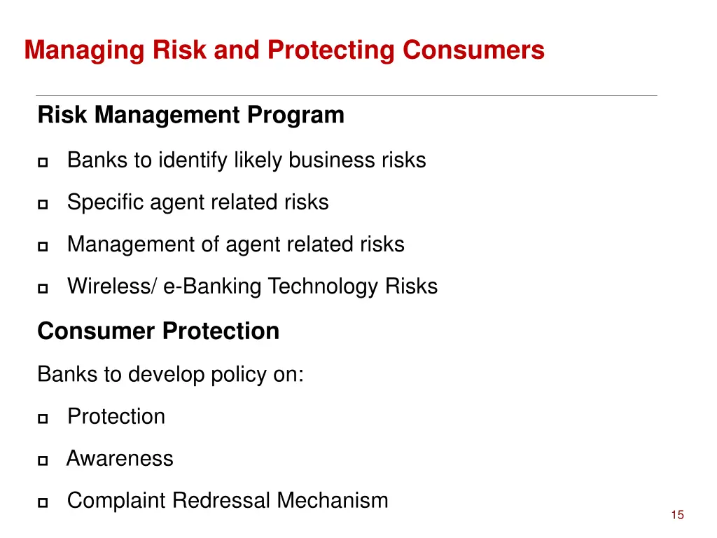 managing risk and protecting consumers