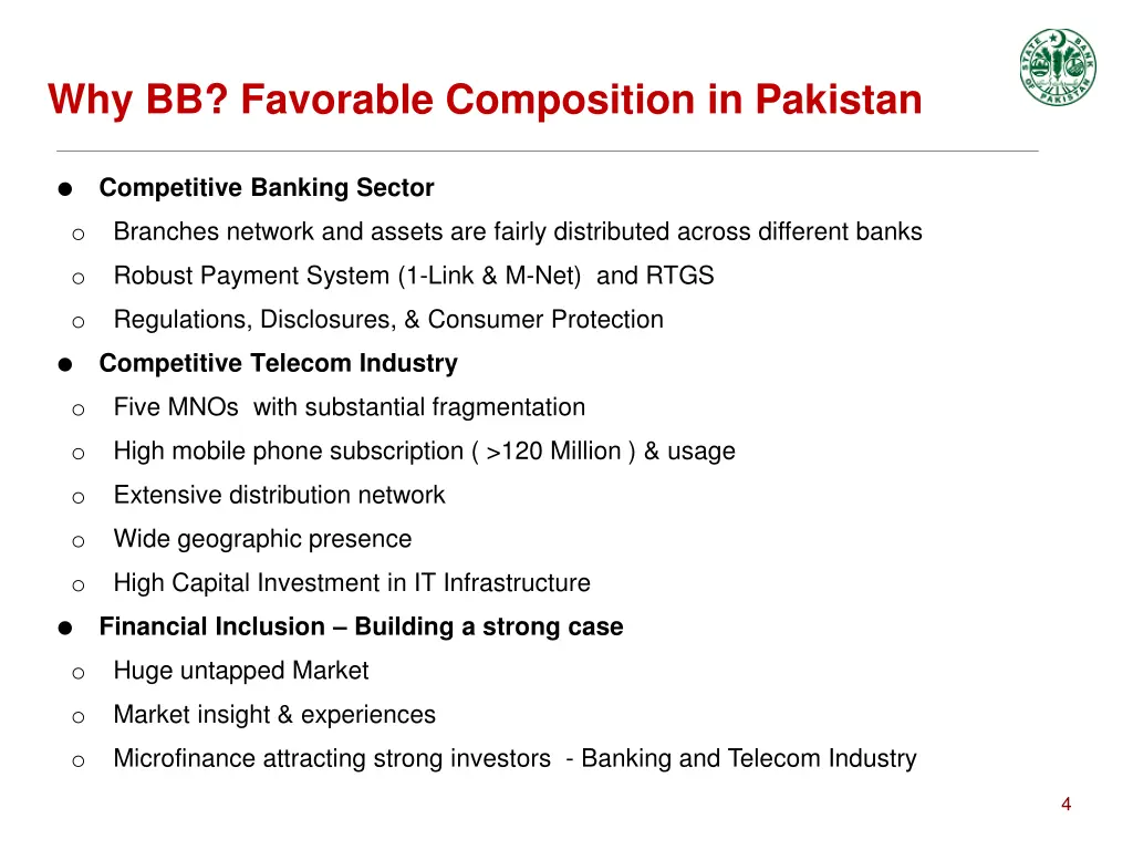 why bb favorable composition in pakistan