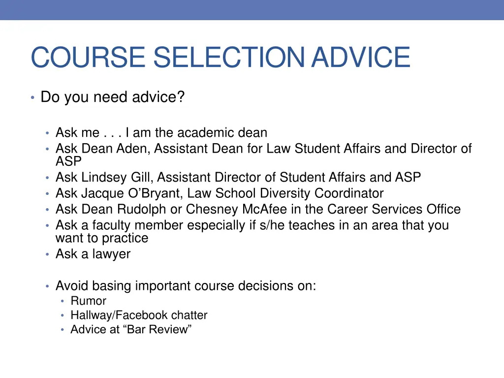 course selection advice