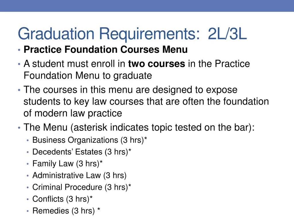 graduation requirements 2l 3l practice foundation