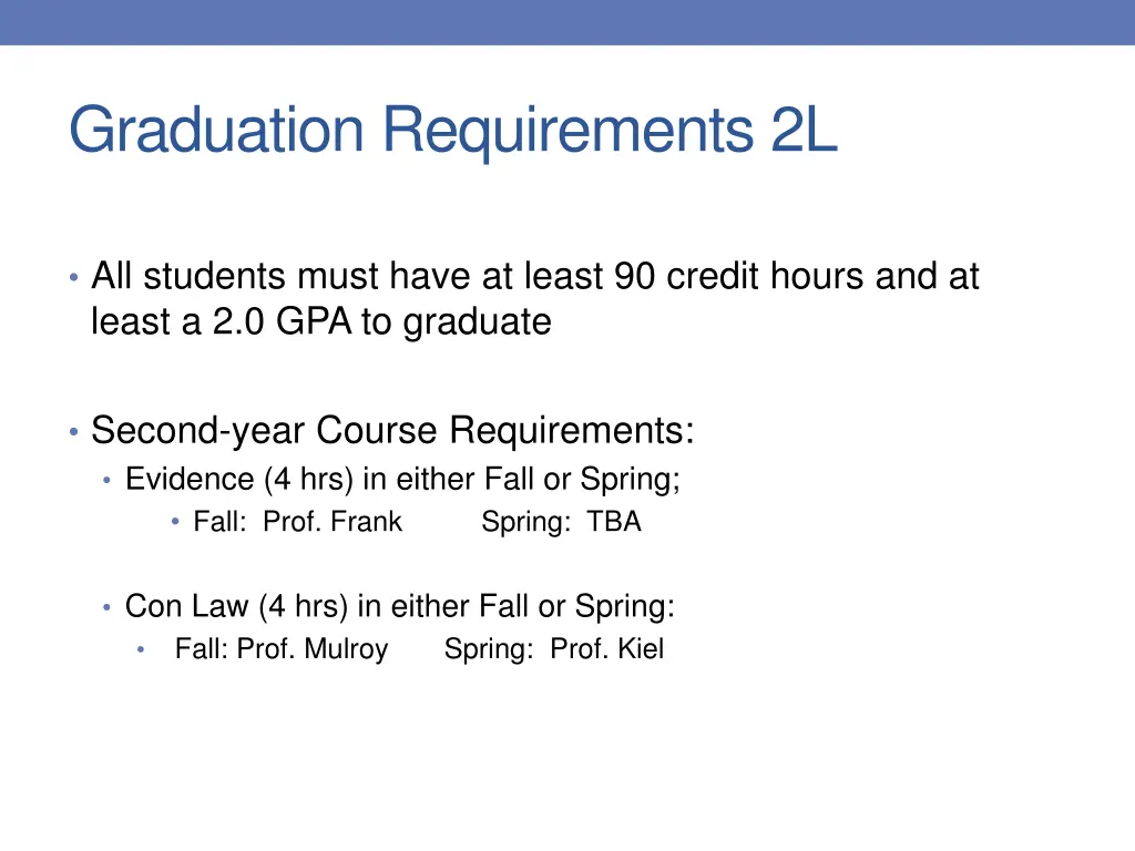 graduation requirements 2l