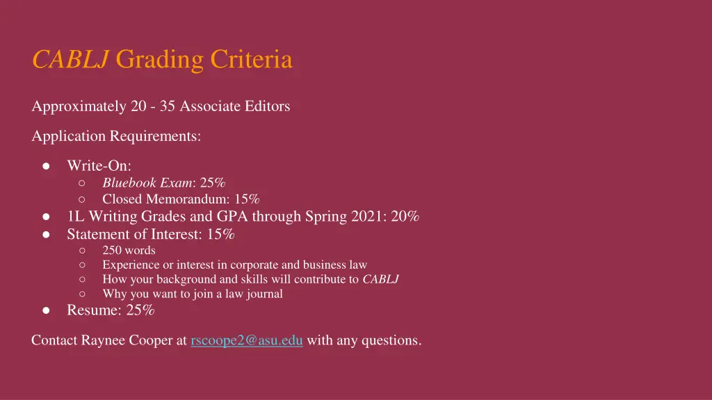 cablj grading criteria