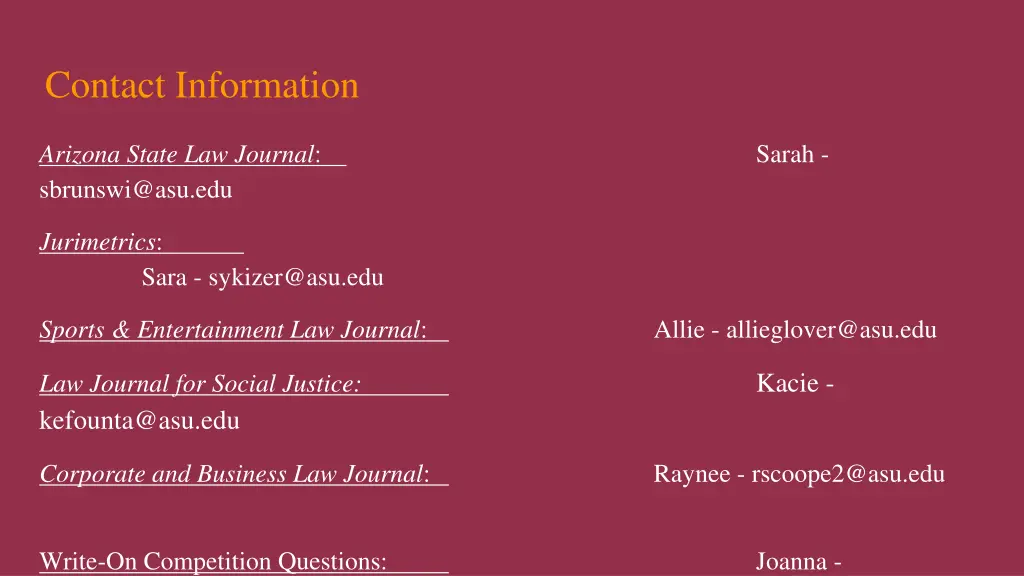 contact information
