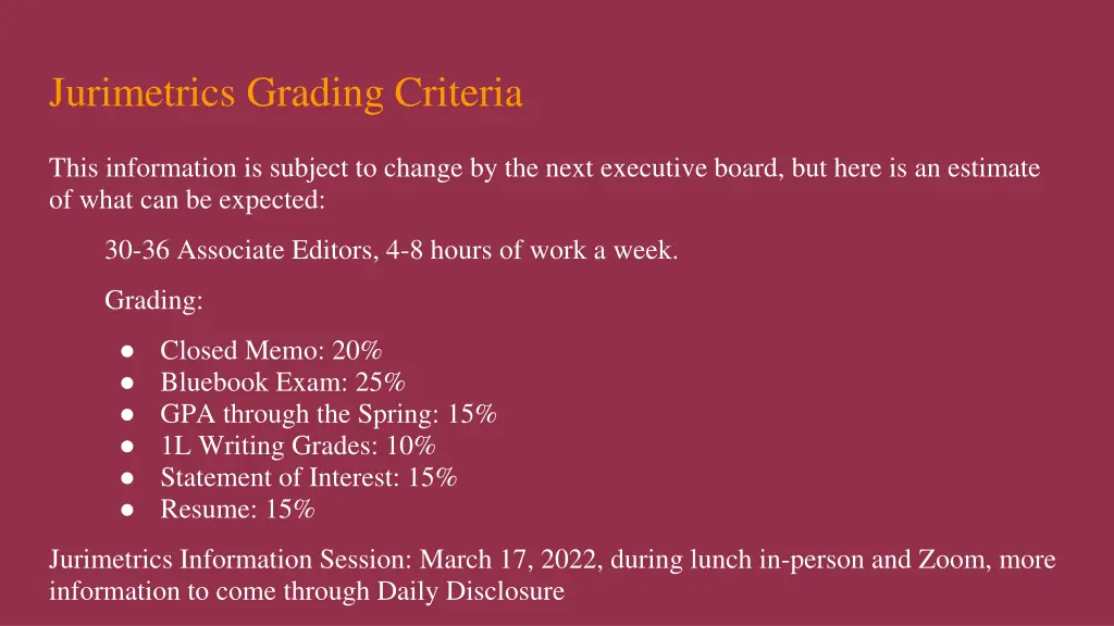 jurimetrics grading criteria