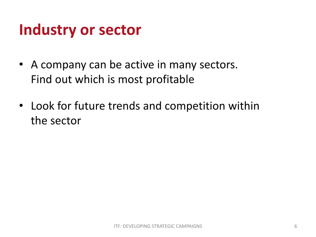 industry or sector
