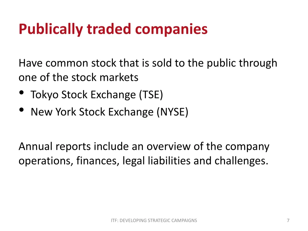 publically traded companies