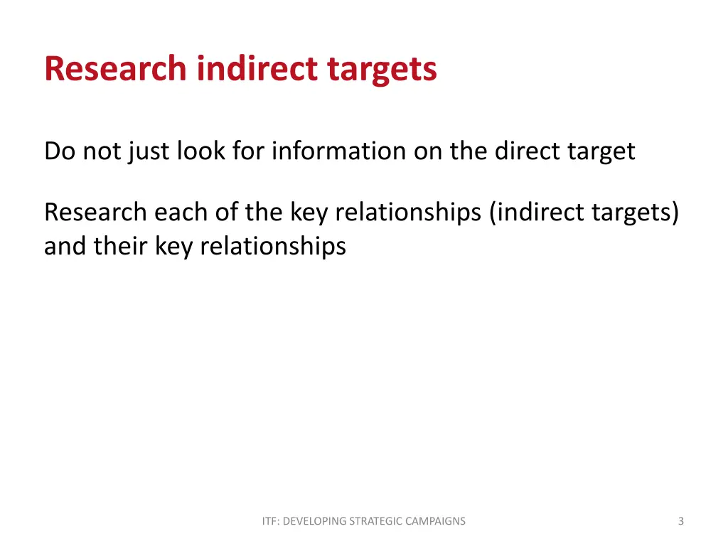 research indirect targets