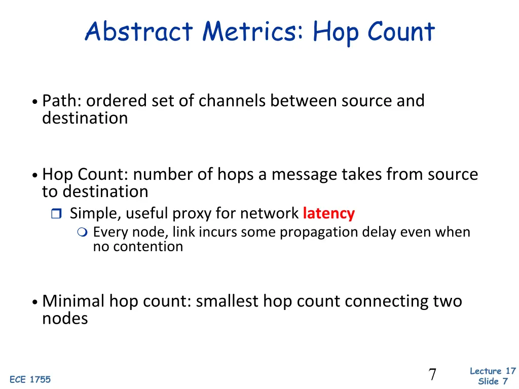 abstract metrics hop count