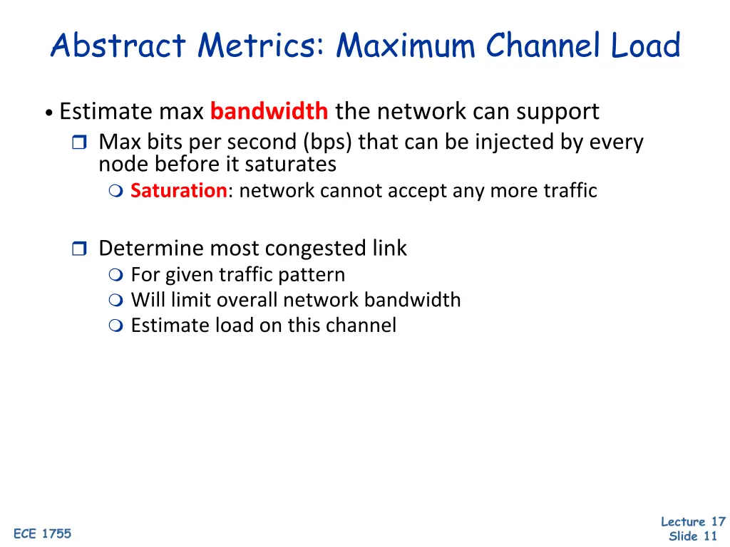 abstract metrics maximum channel load