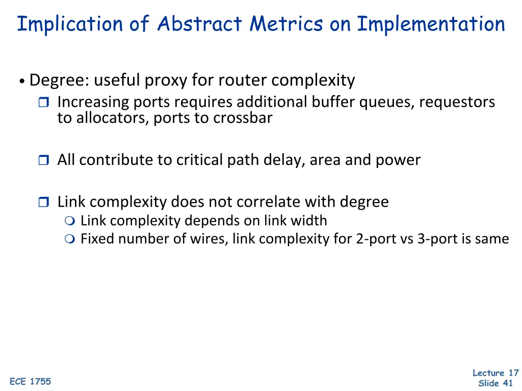 implication of abstract metrics on implementation