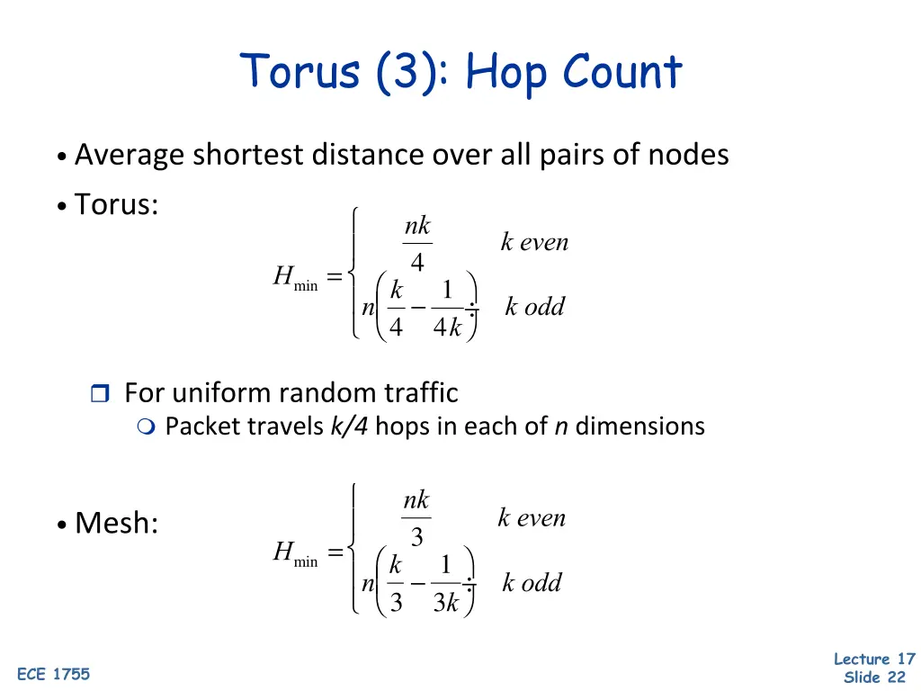 torus 3 hop count