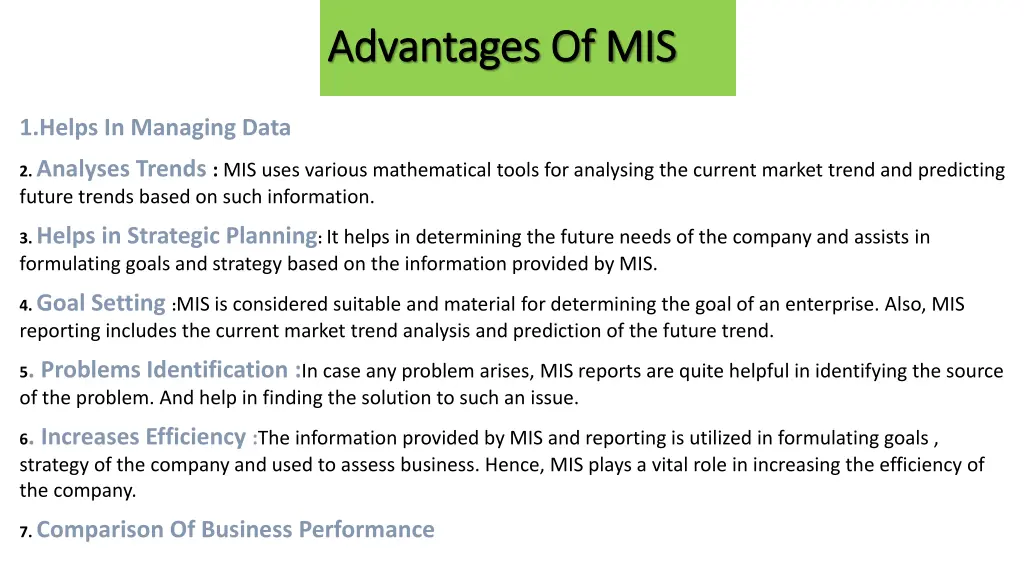 advantages of advantages of mis