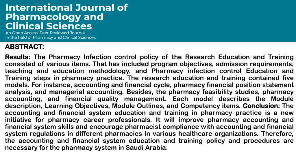 abstract abstract results results the pharmacy