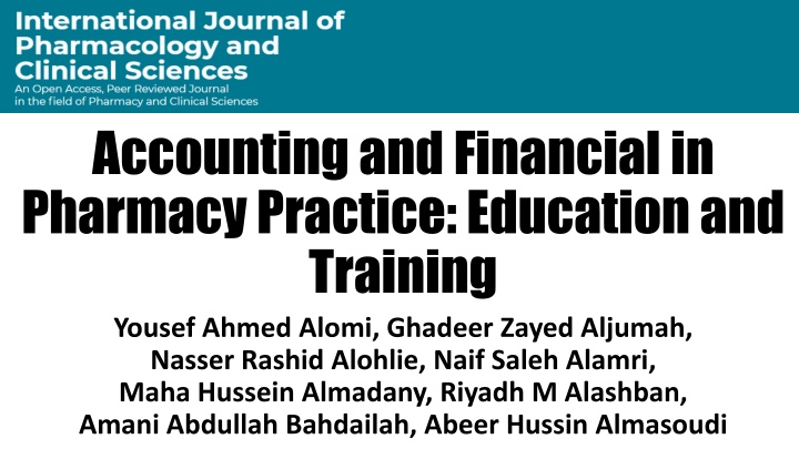 accounting and financial in pharmacy practice