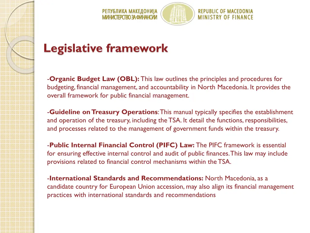 legislative framework