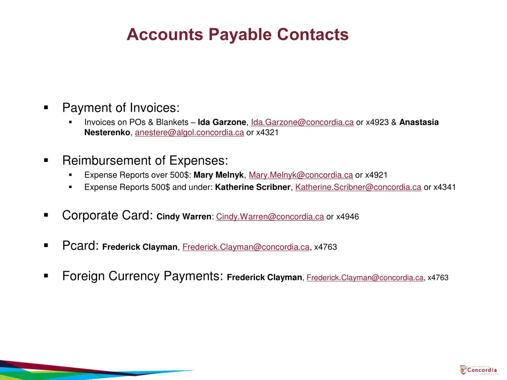 accounts payable contacts