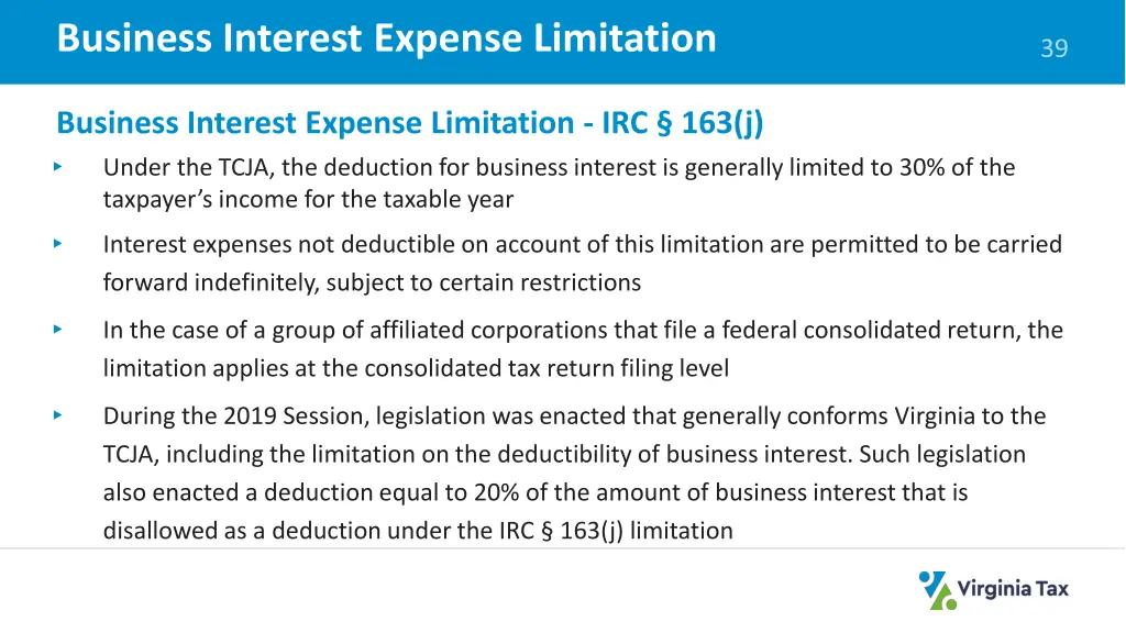 business interest expense limitation